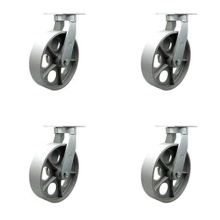 Service Caster 10'' Heavy Duty Semi Steel Cast Iron Caster Set with Swivel Locks , 4PK CRAN-SCC-KP92S1030-SSR-BSL-4